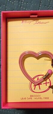 Betsey Johnson Pink and Gold Heart Brooch Wall Accent